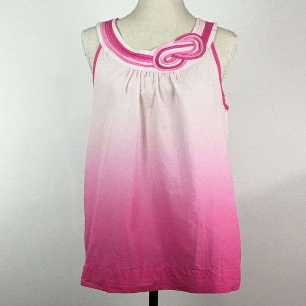 Tommy Hilfiger Womens Medium Pink Ombre Sleeveless Top Floral Neckline Tank - Picture 1 of 8